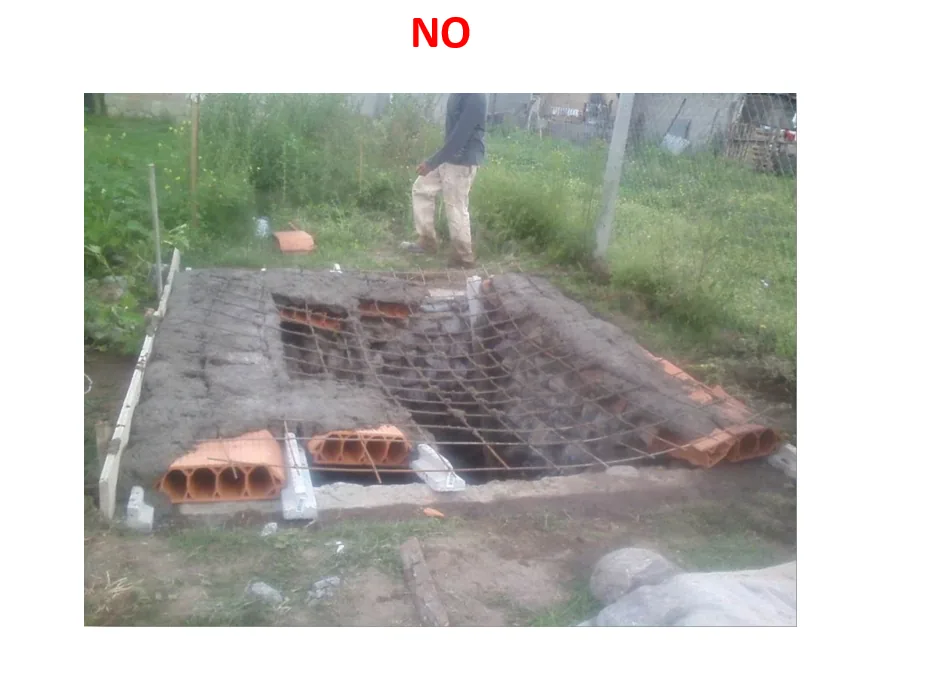 Error: viguetas usadas para tapar un pozo, sin posibilidad de apuntalar